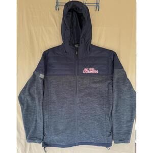 Men's Colosseum Charcoal Ole Miss Rebels Nightman Full-Zip Hoodie Puffer Jacket